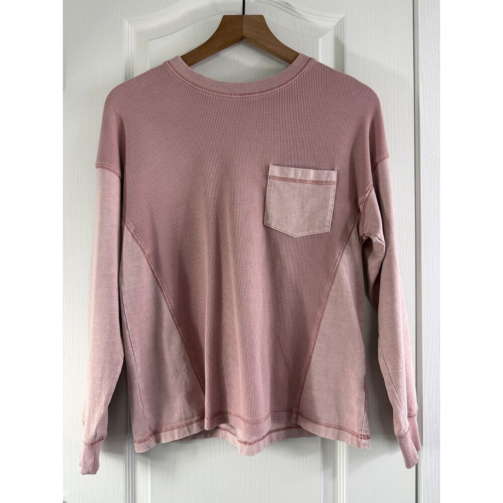 Wild Fable Women's Long Sleeve Thermal Pocket Tee Top Pink Size XS
